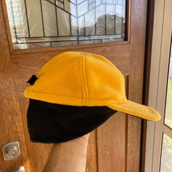 LL Bean Fleece Polartec Cap Hat Ear Flap Made in USA Mens Size S/M Yellow - Picture 6 of 8